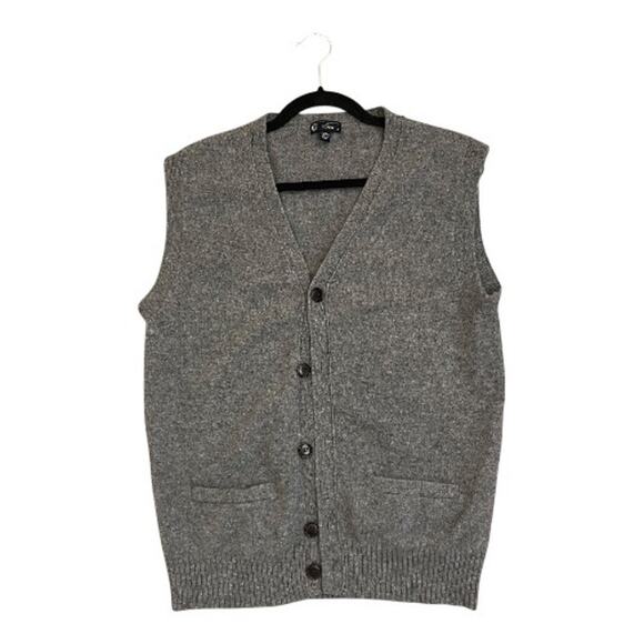 J. Crew Men's Lambswool Button Knit Sweater Vest Medium Gray Preppy - Picture 1 of 8